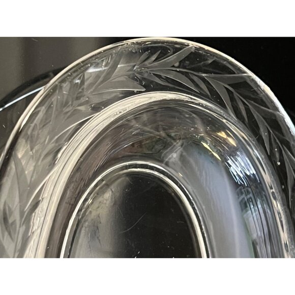Fostoria Holly Clear 8” Oval Glass Pickle Dish Serving Platter With Etched Leaf - Picture 2 of 9